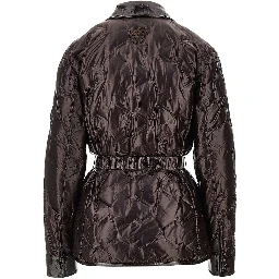 Padded nylon jacket with belt