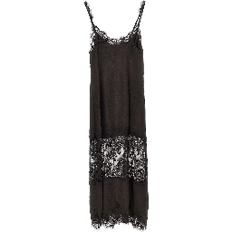 Jacquard fabric and lace slipdress