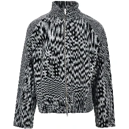 Herringbone cotton full-zip sweatshirt