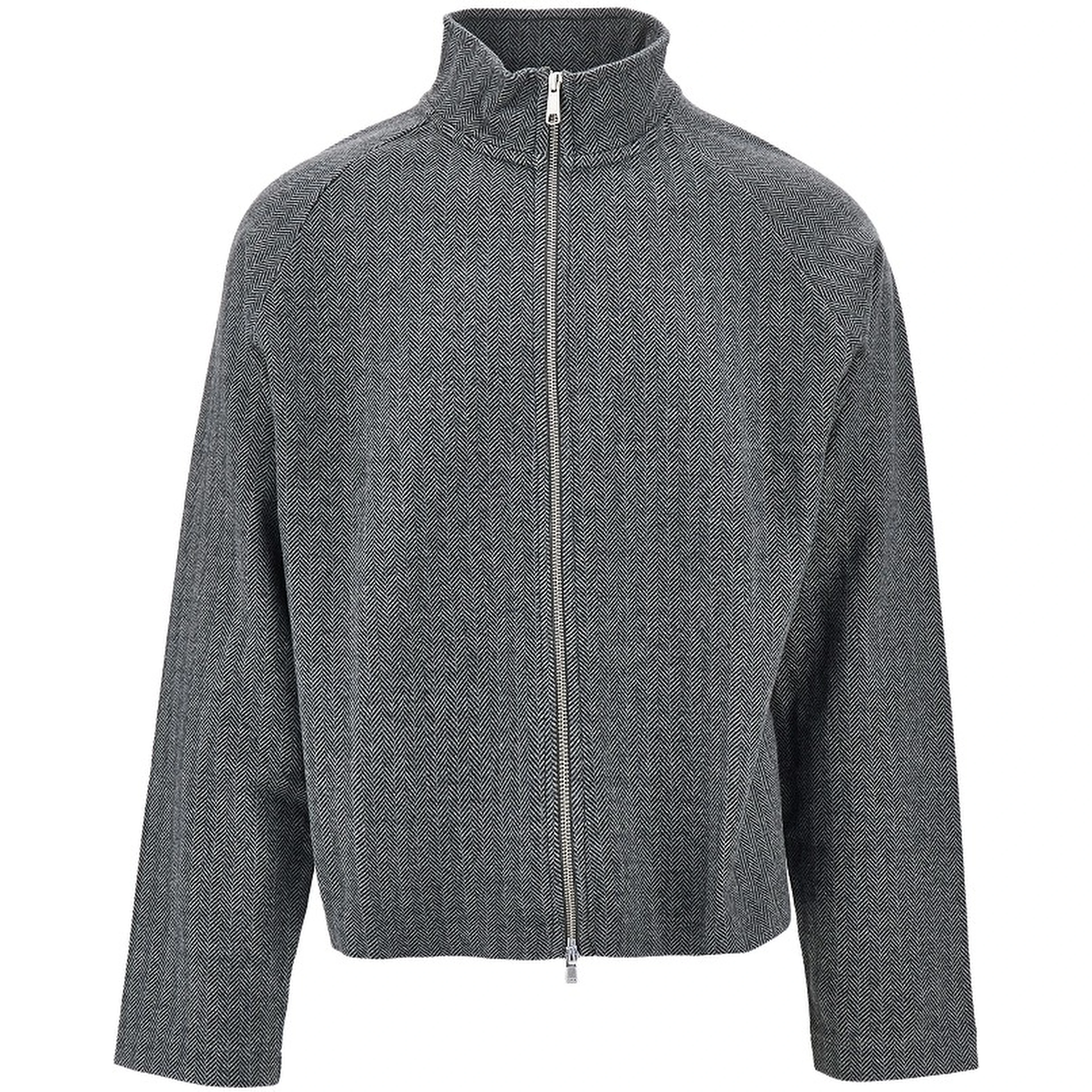 Herringbone cotton full-zip sweatshirt