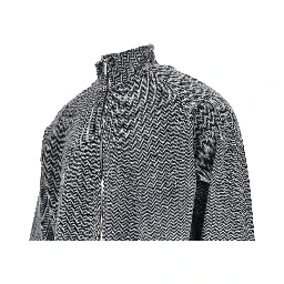 Herringbone cotton full-zip sweatshirt