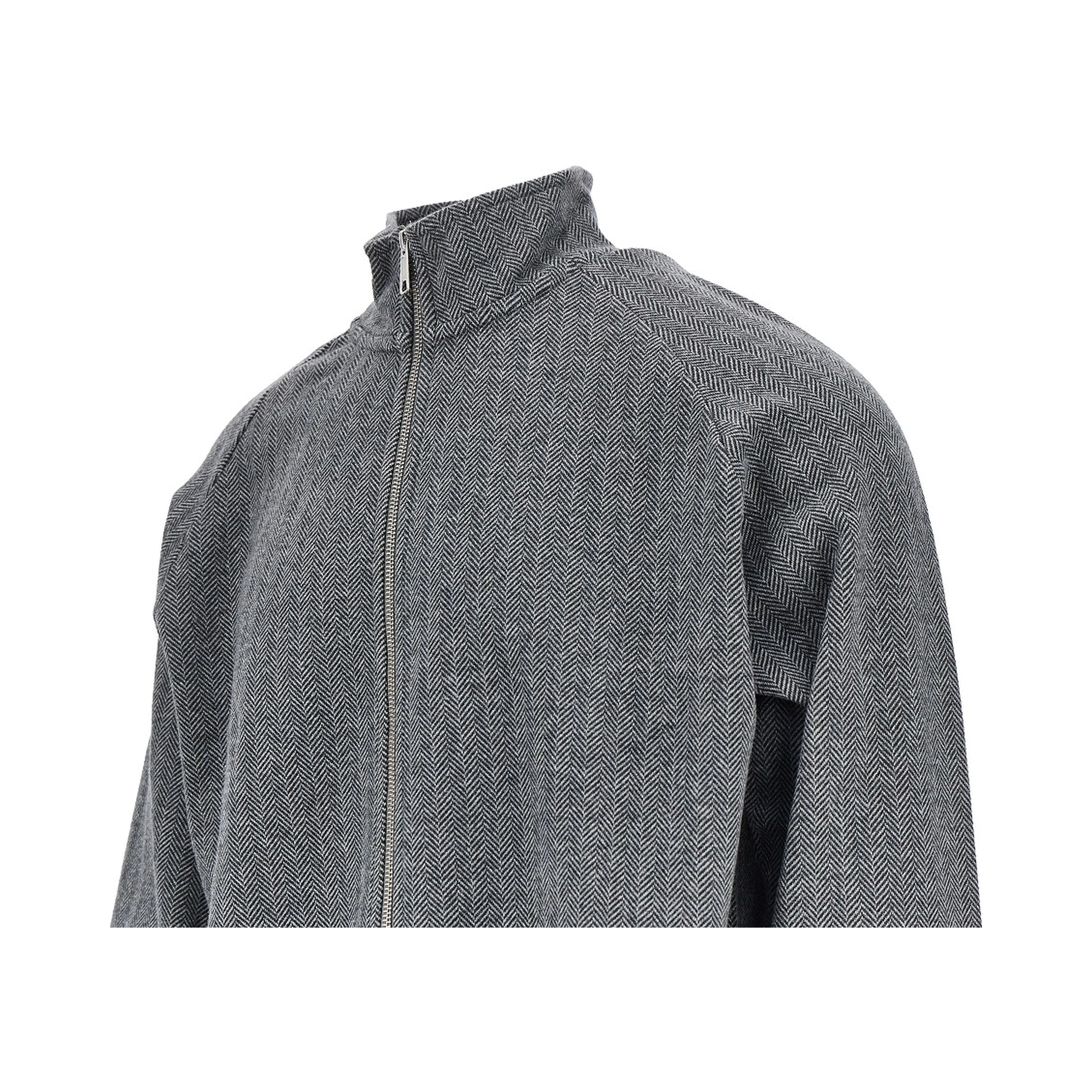 Herringbone cotton full-zip sweatshirt