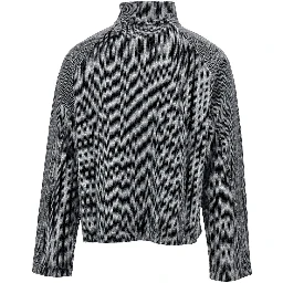 Herringbone cotton full-zip sweatshirt