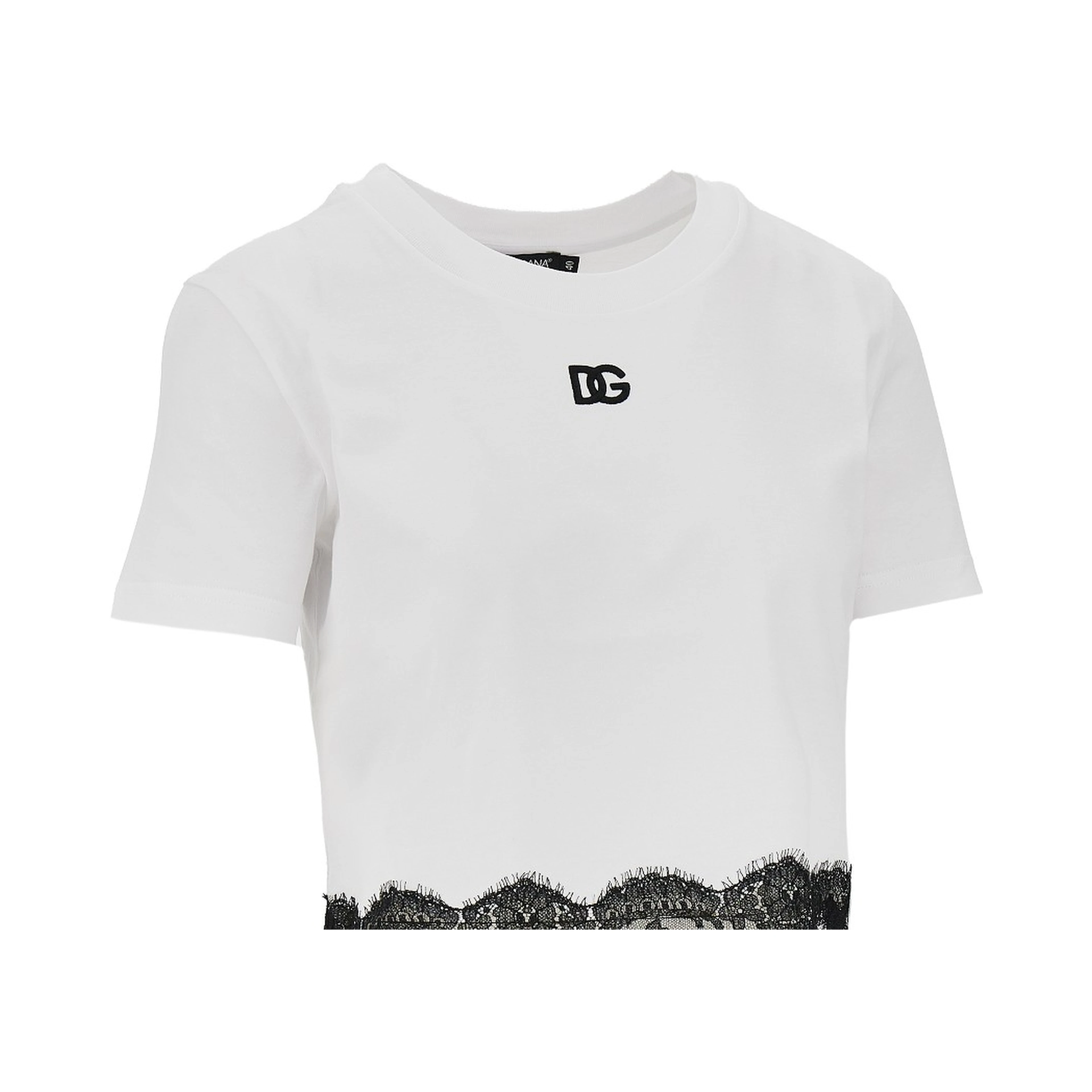 Cropped T-shirt with lace trimming