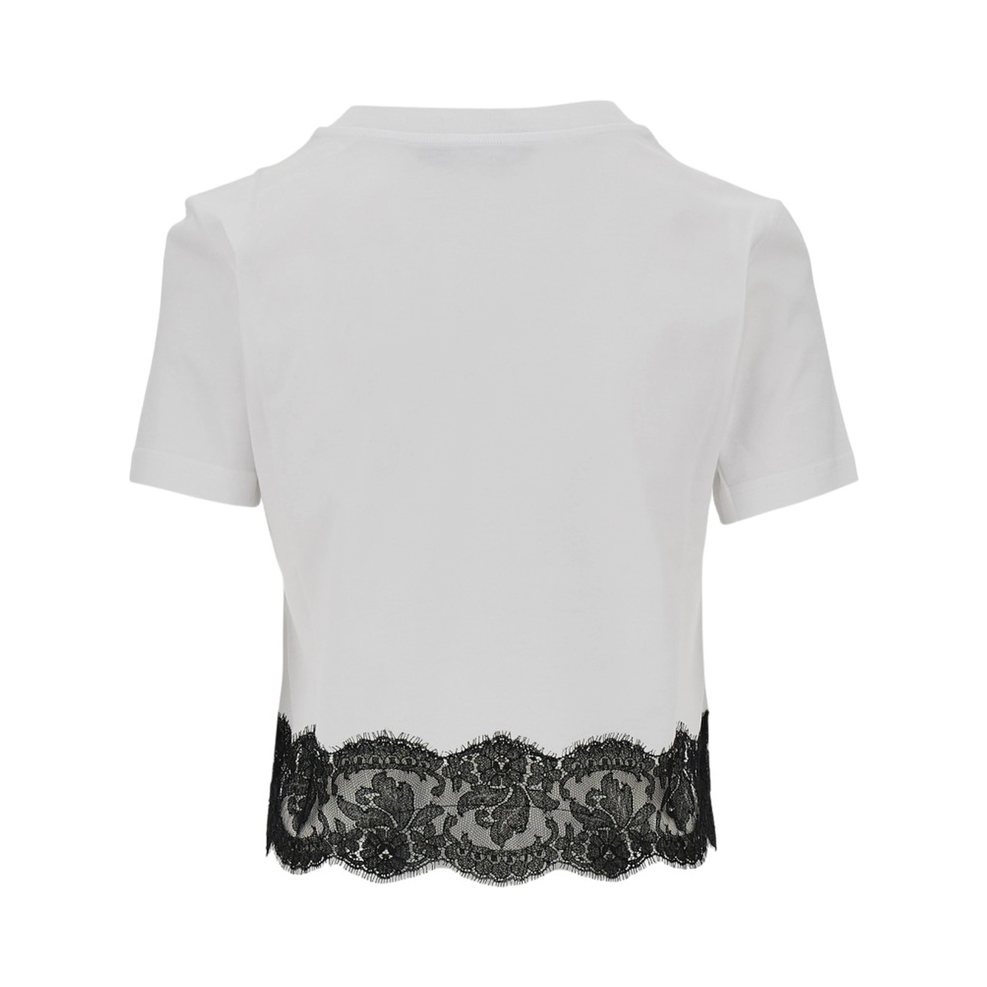 Cropped T-shirt with lace trimming