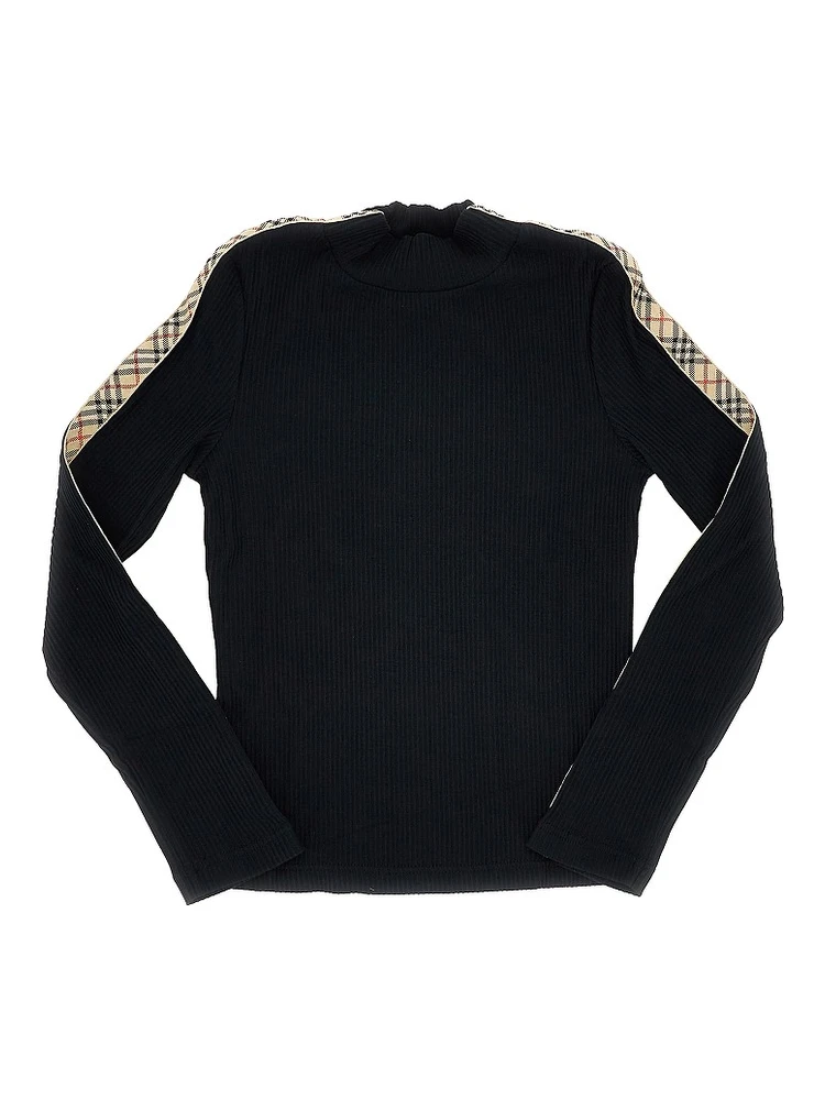 Stretch cotton T-shirt with Check webbing