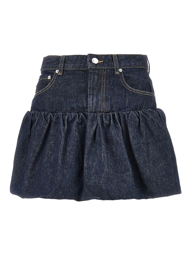 Denim mini bubble skirt