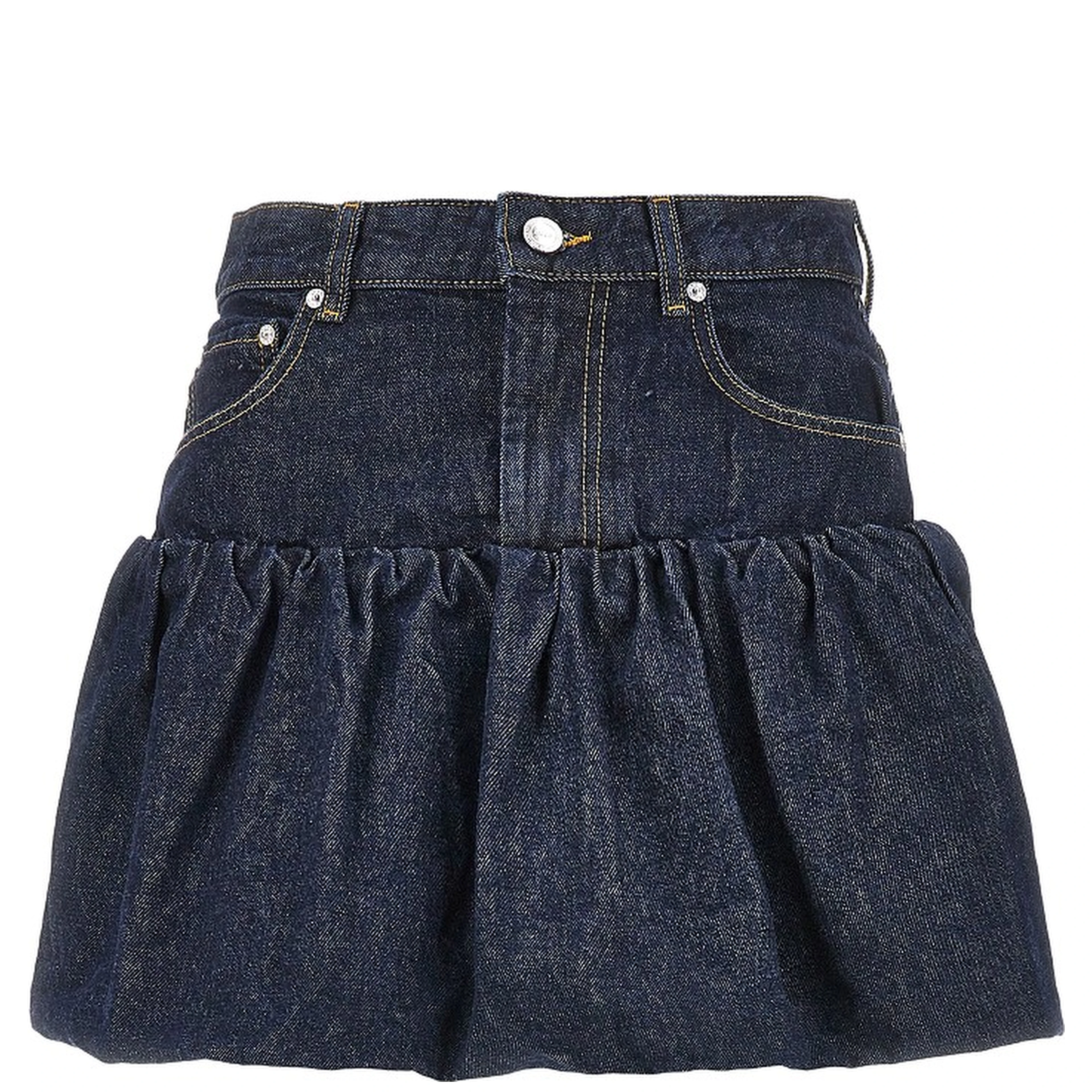 Denim mini bubble skirt
