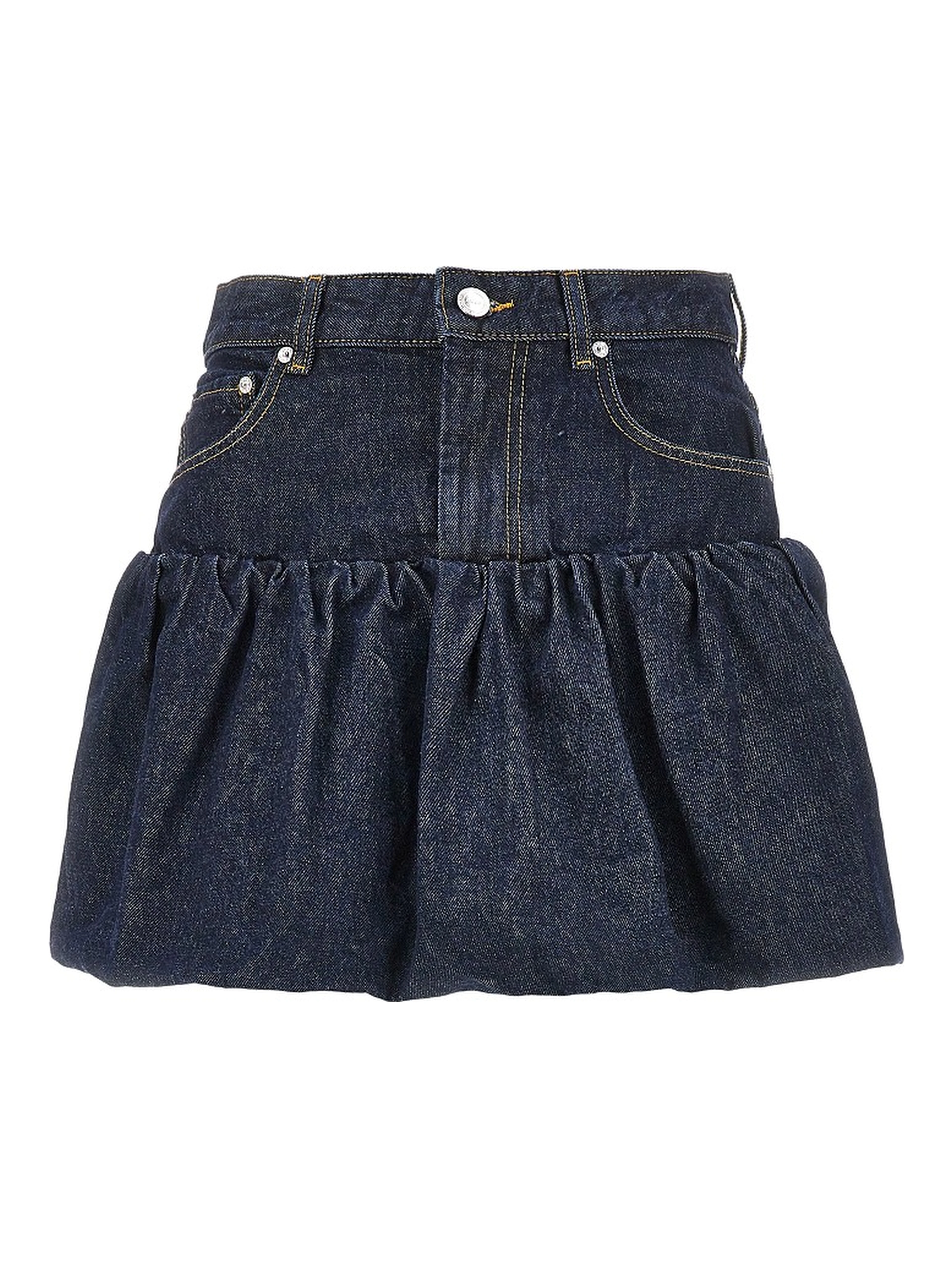 Denim mini bubble skirt