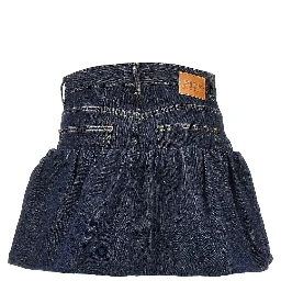 Denim mini bubble skirt