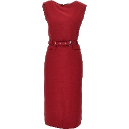 Crepe midi dress with belt