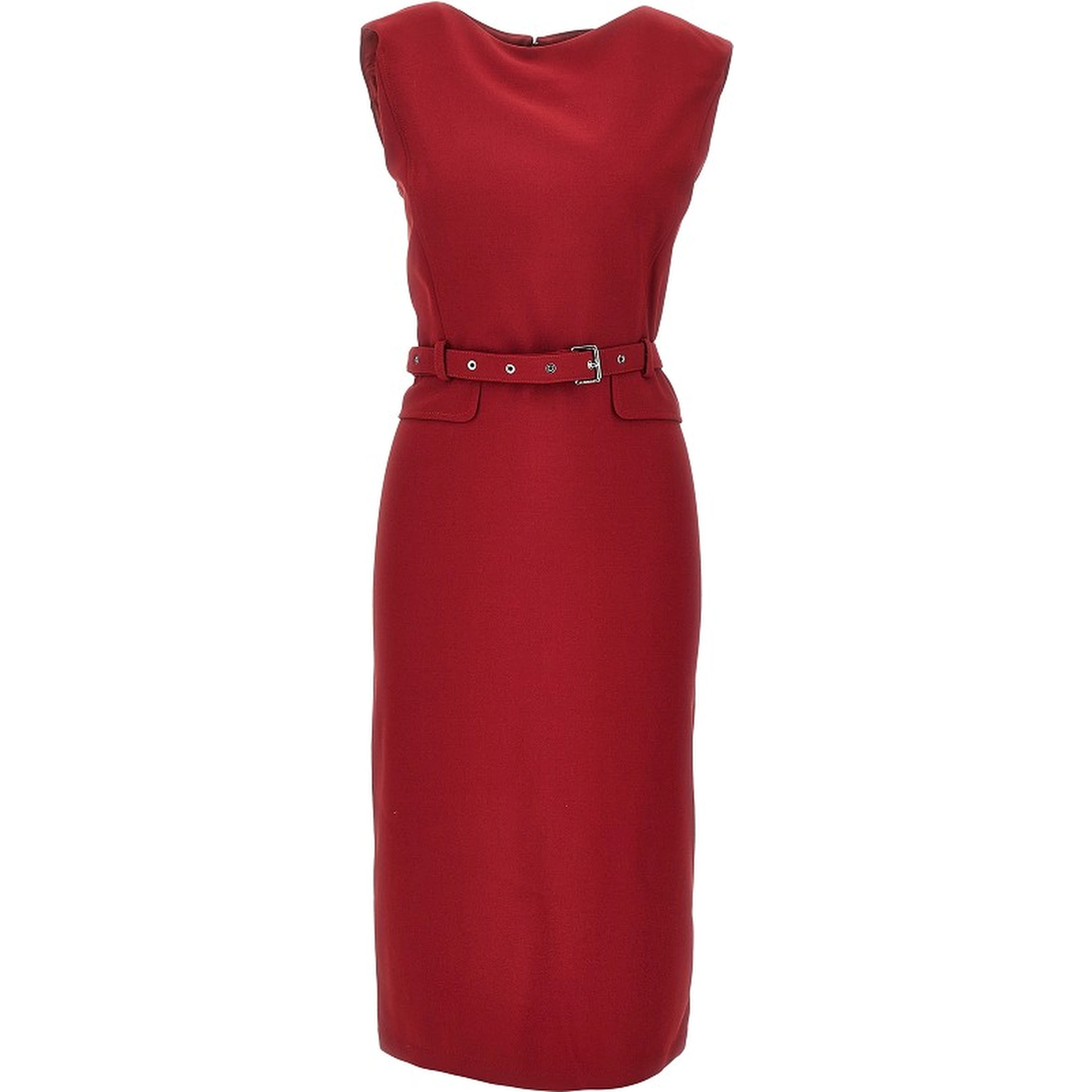 Crepe midi dress with belt