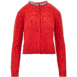 Wool-blend cardigan with crystals