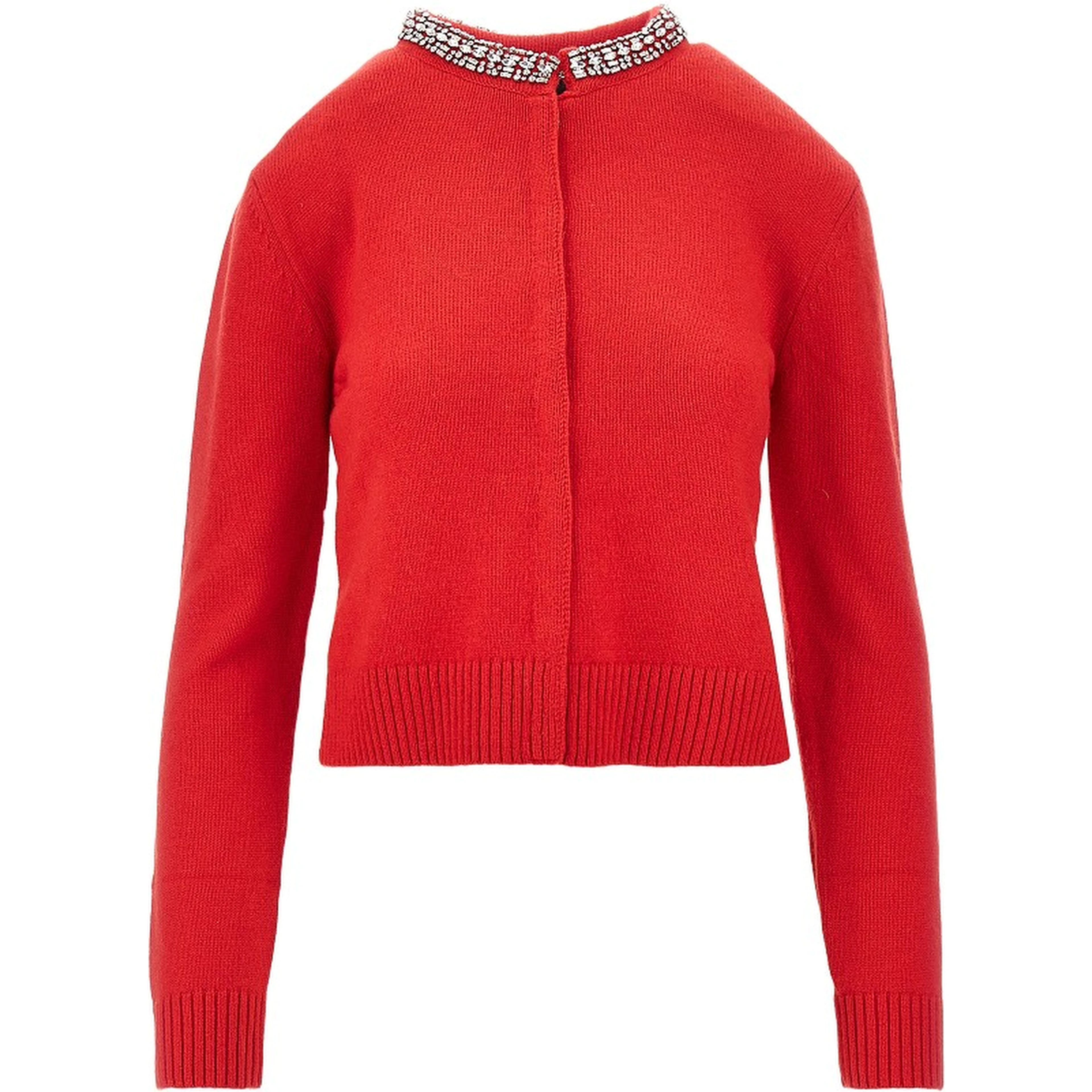 Wool-blend cardigan with crystals