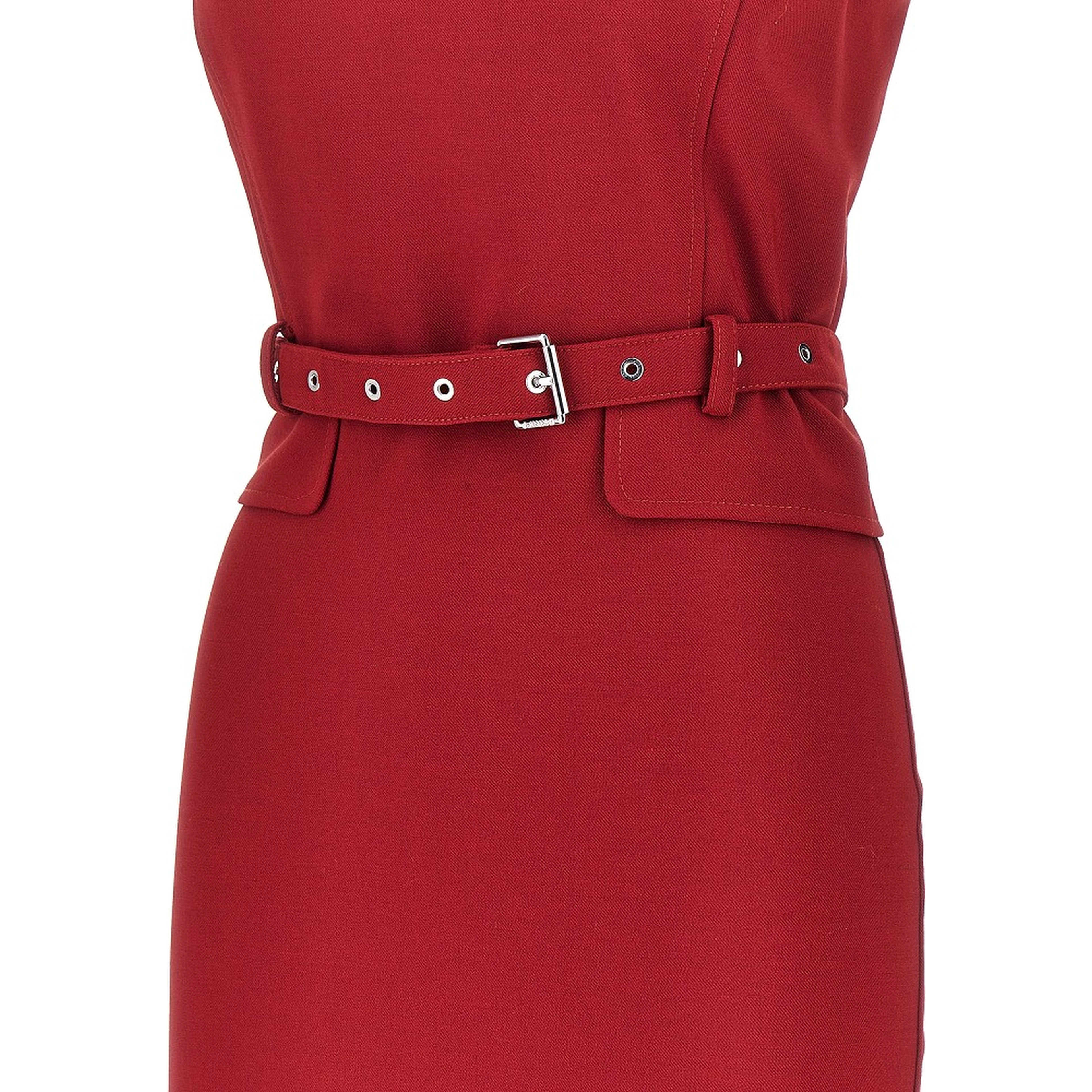 Crepe midi dress with belt