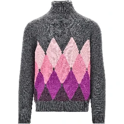 Diamond-shaped cashmere turtleneck sweater