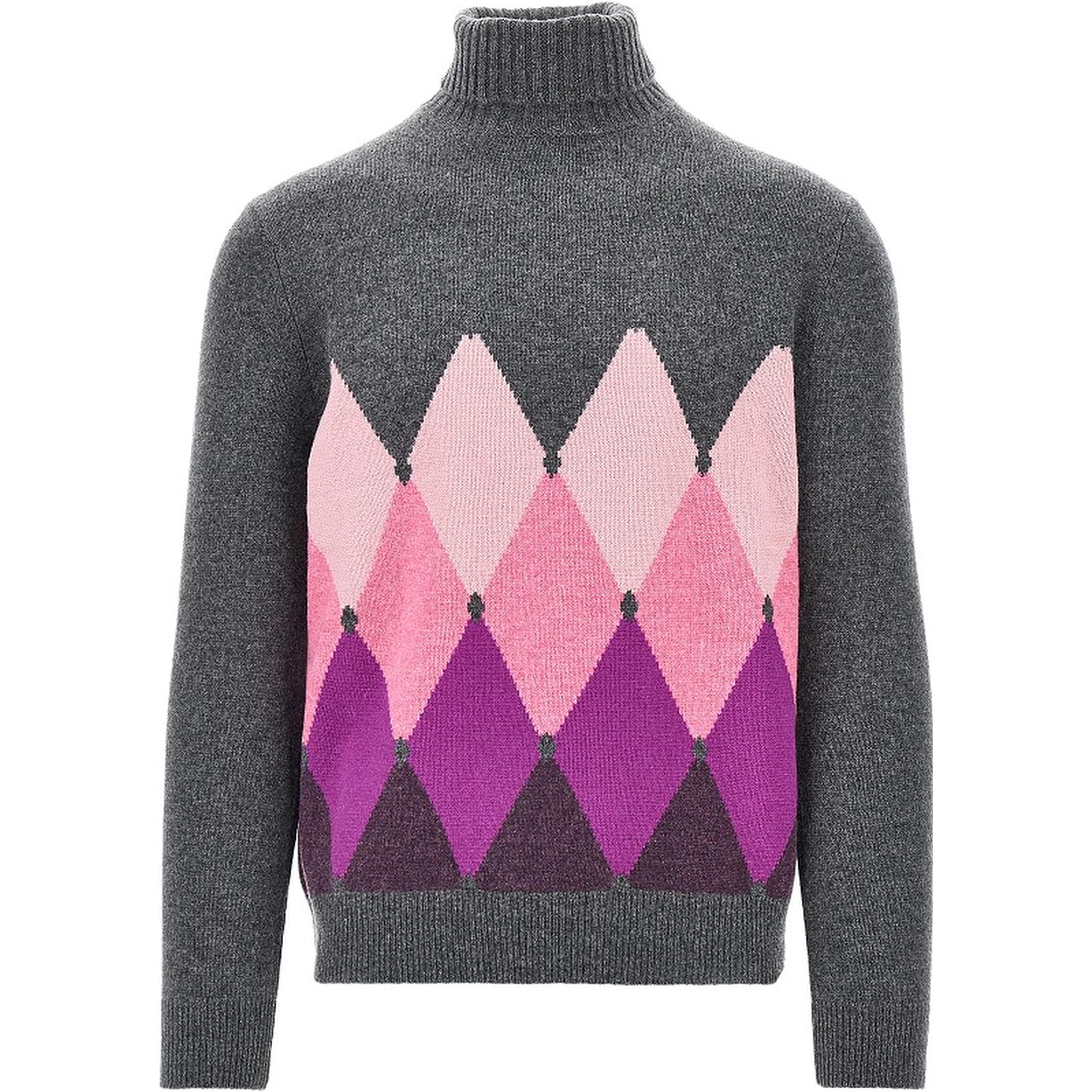 Diamond-shaped cashmere turtleneck sweater