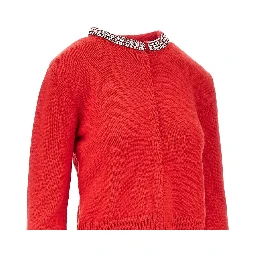 Wool-blend cardigan with crystals
