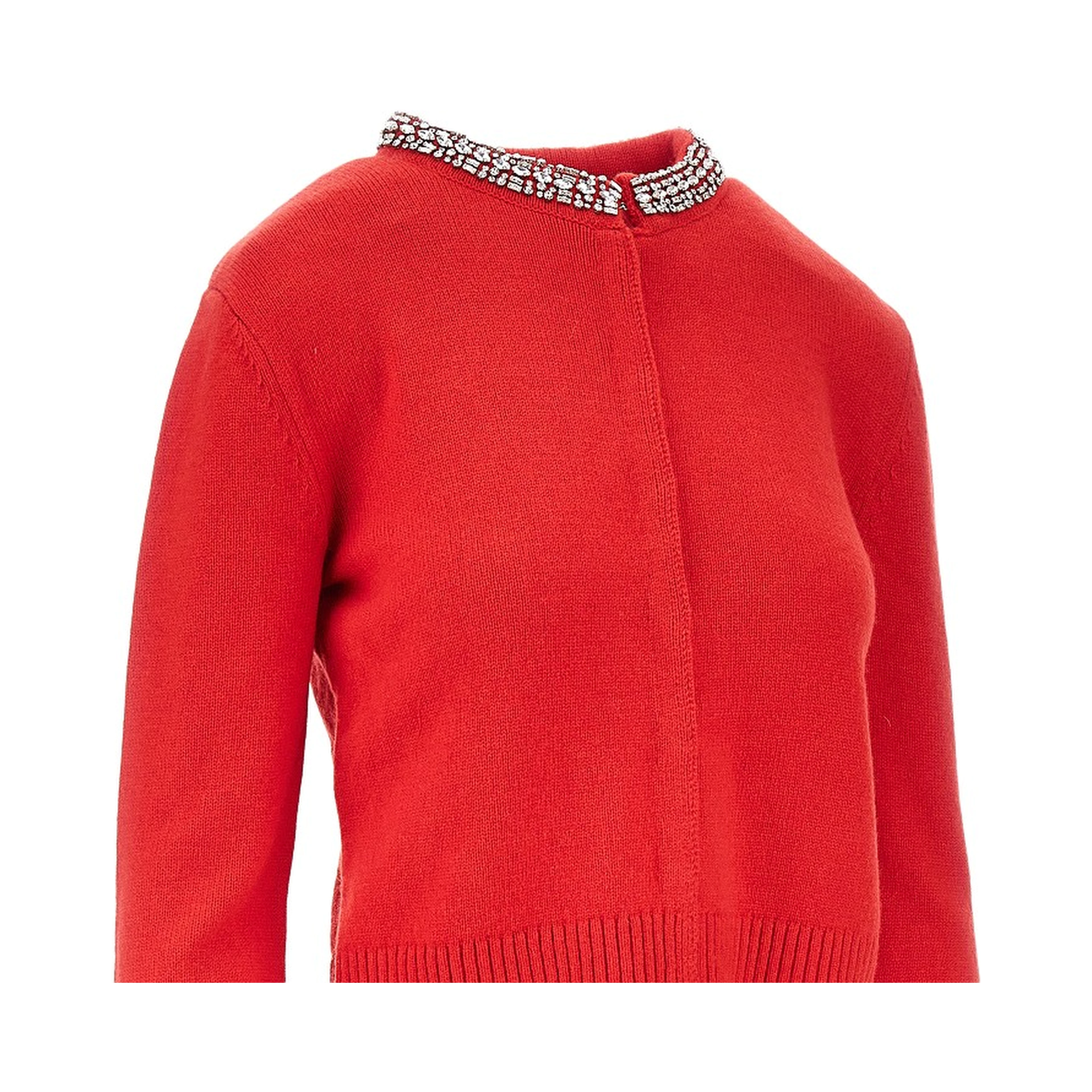 Wool-blend cardigan with crystals