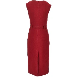 Crepe midi dress with belt