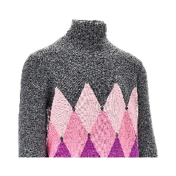 Diamond-shaped cashmere turtleneck sweater