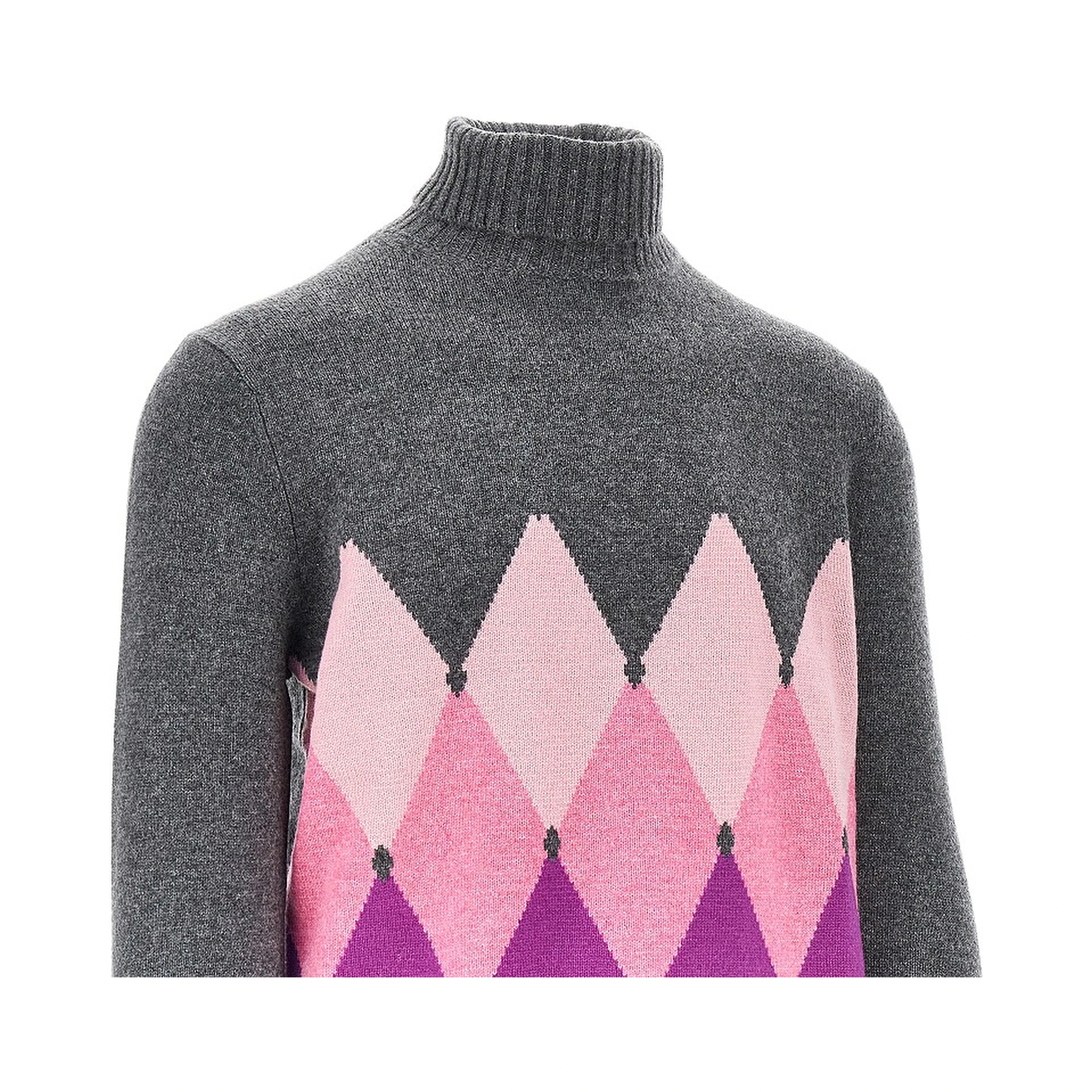 Diamond-shaped cashmere turtleneck sweater