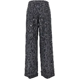 Strass-embellished leopard wide leg pants