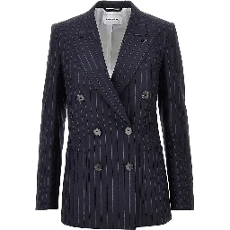 Pin-striped wool double-breasted jacket