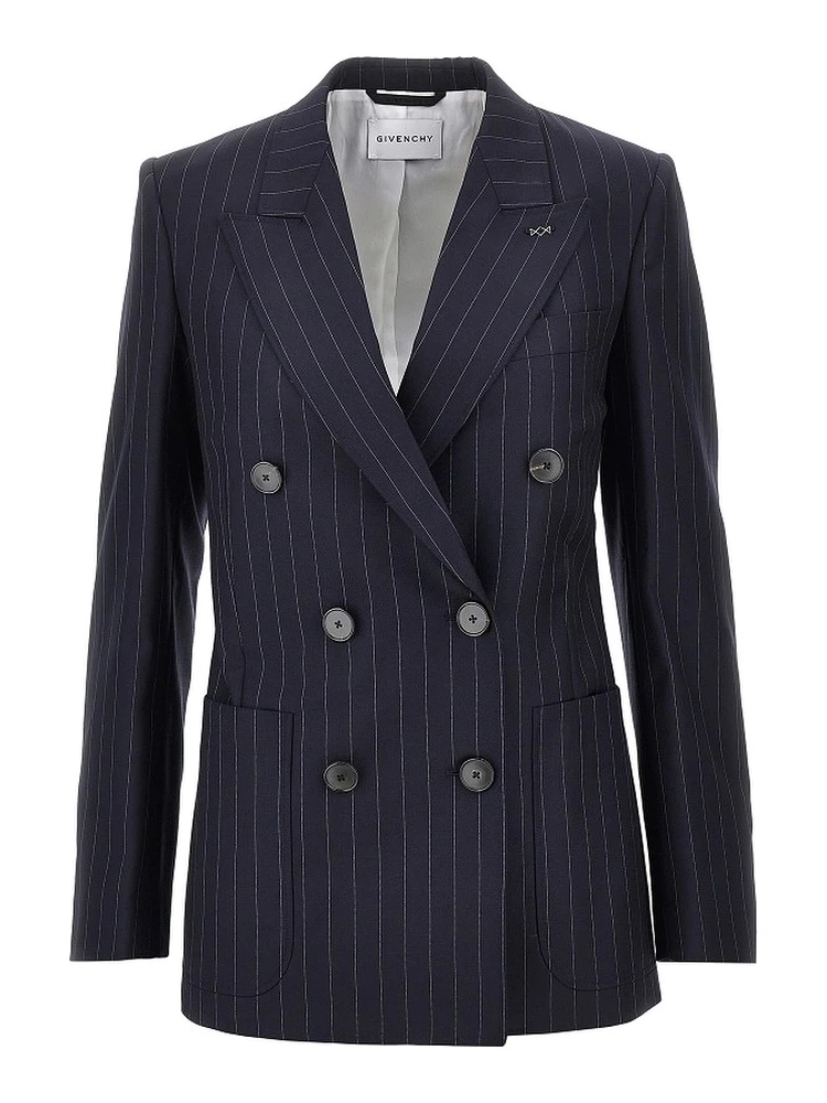 Pin-striped wool double-breasted jacket