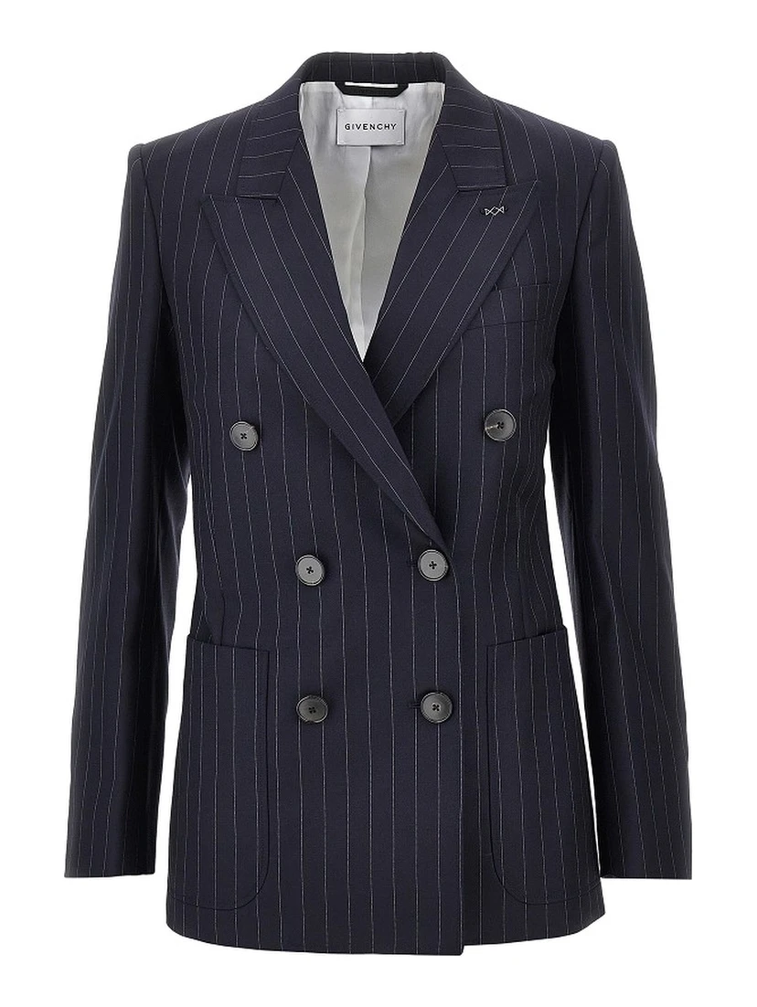 Pin-striped wool double-breasted jacket