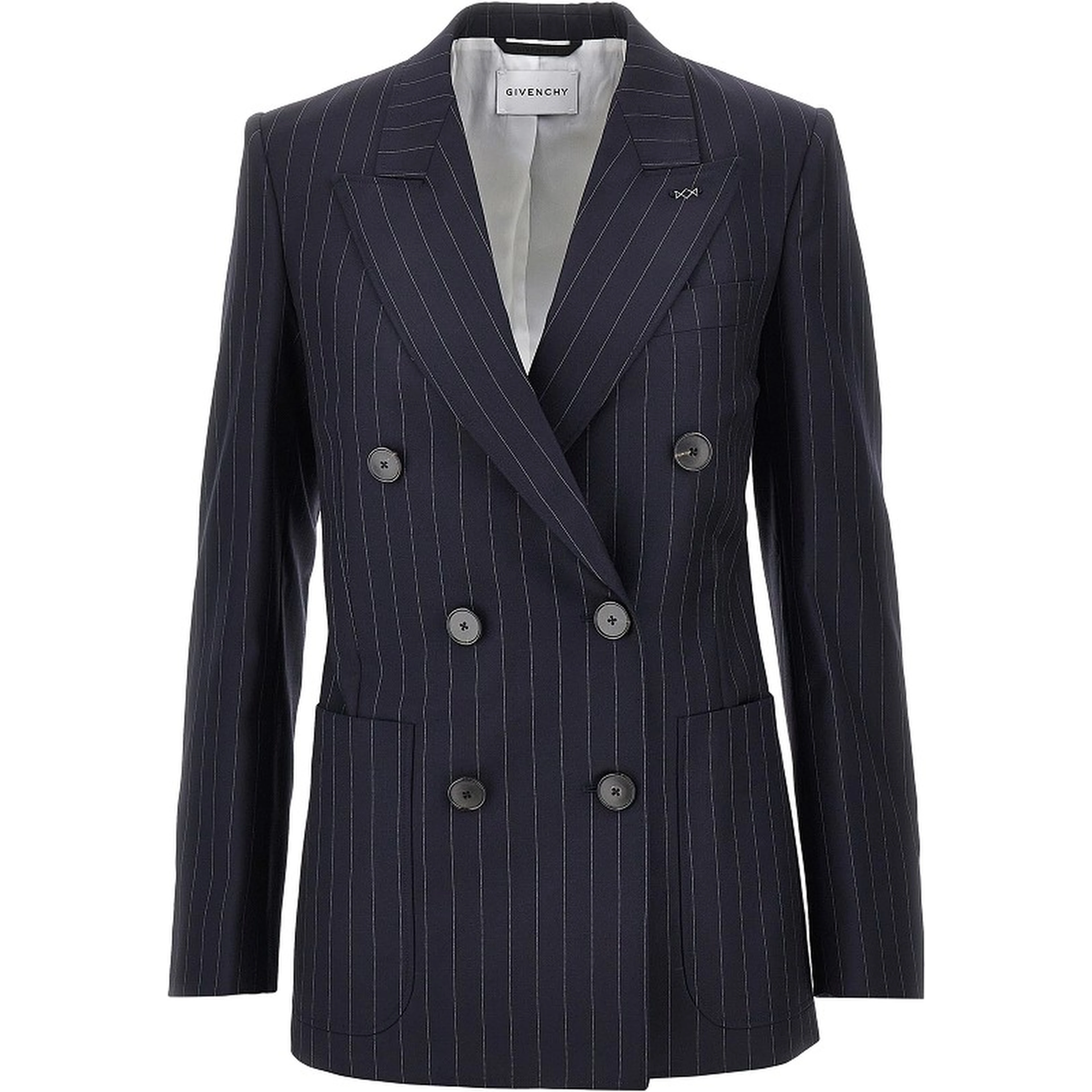 Pin-striped wool double-breasted jacket