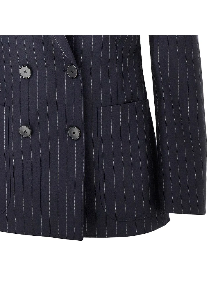Pin-striped wool double-breasted jacket alternative