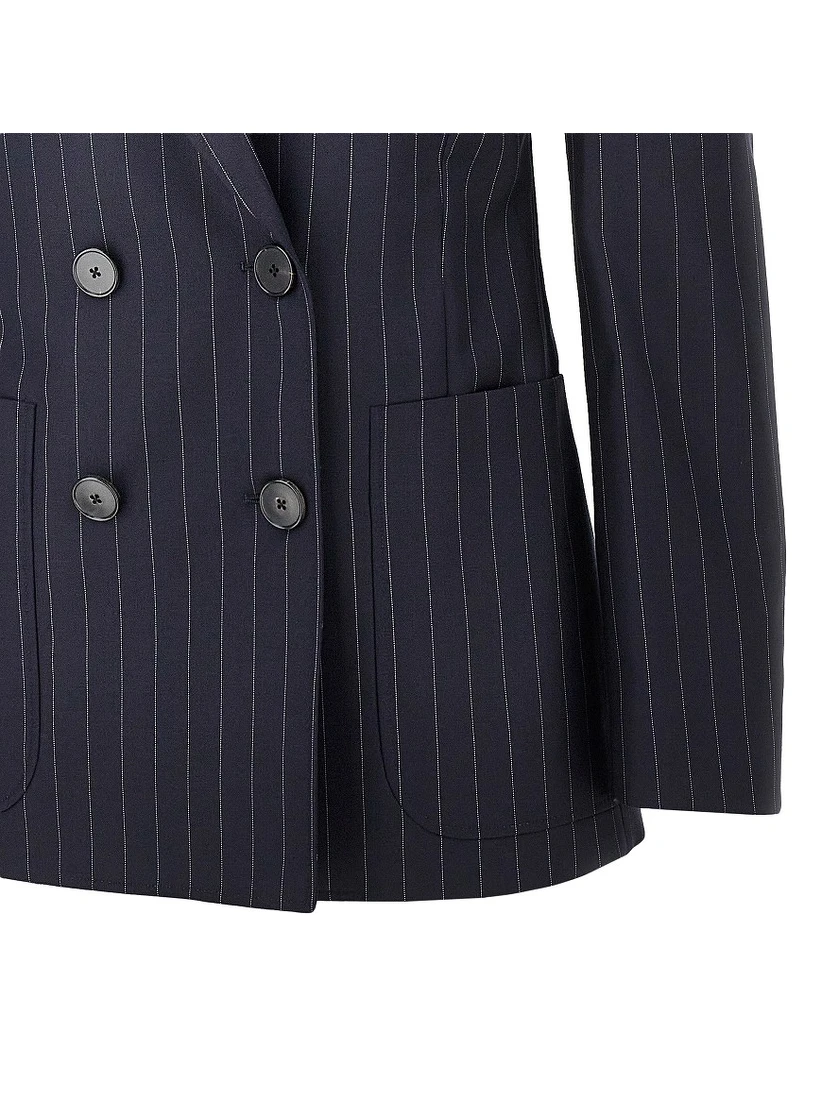 Pin-striped wool double-breasted jacket