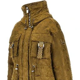 Camouflage technical satin down jacket