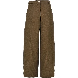 Nubuck-effect fabric pants