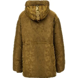 Camouflage technical satin down jacket