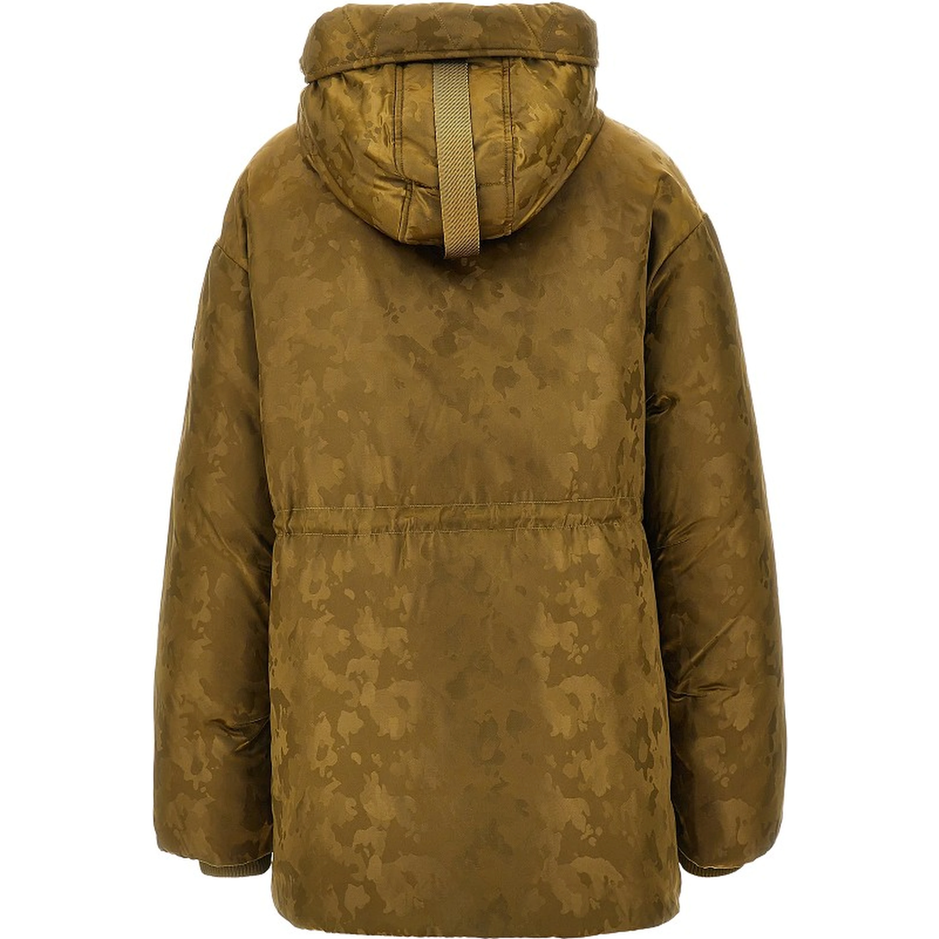 Camouflage technical satin down jacket