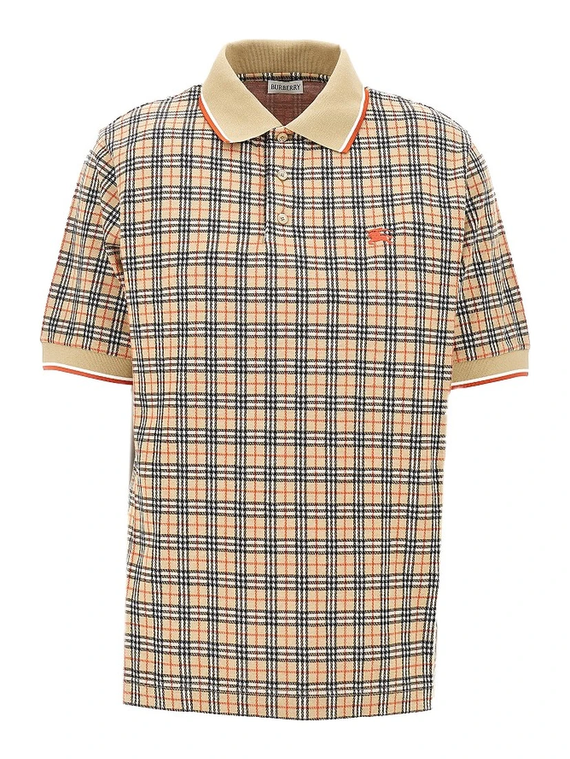 Check jersey polo shirt