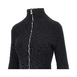 Ribbed wool Peplum cardigan