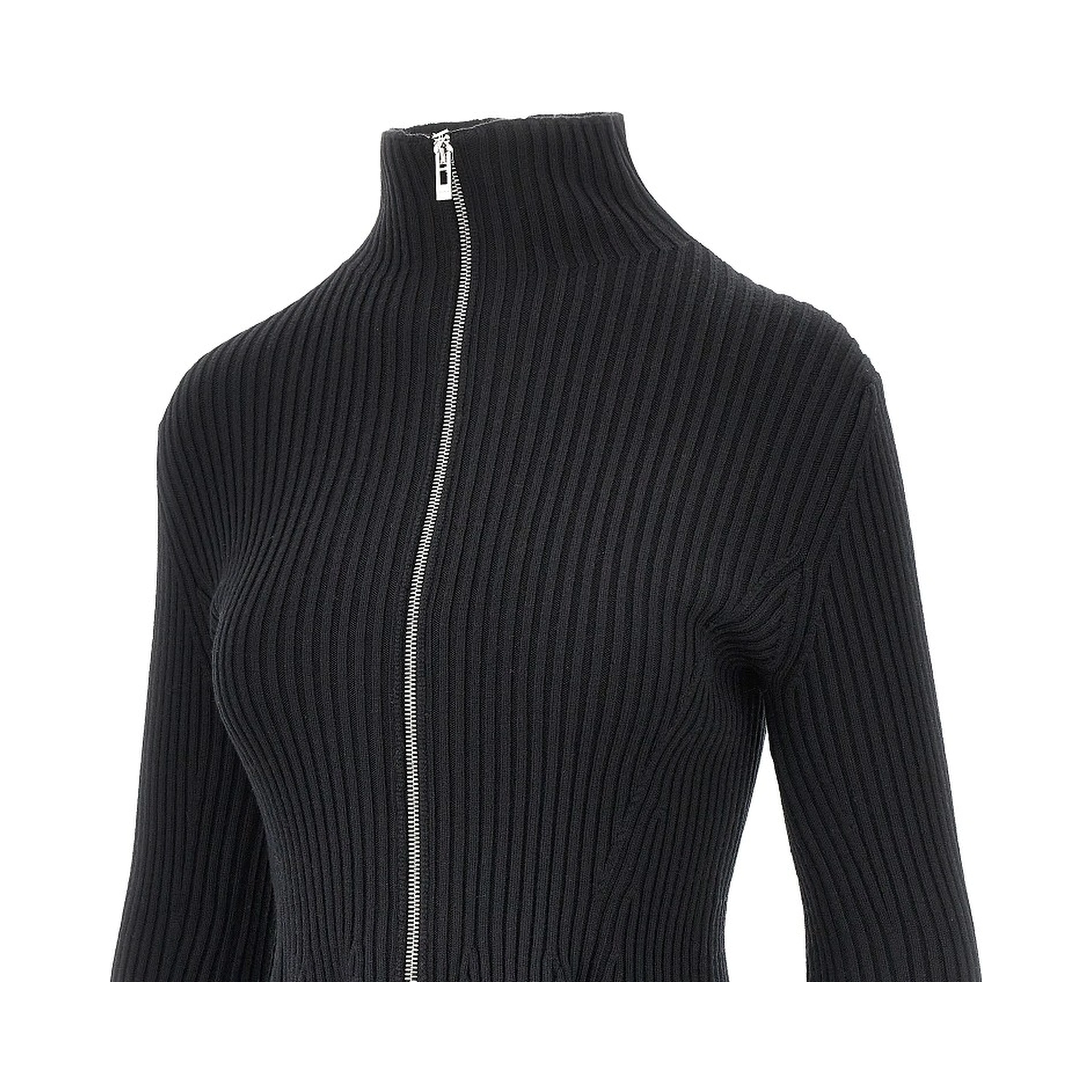 Ribbed wool Peplum cardigan