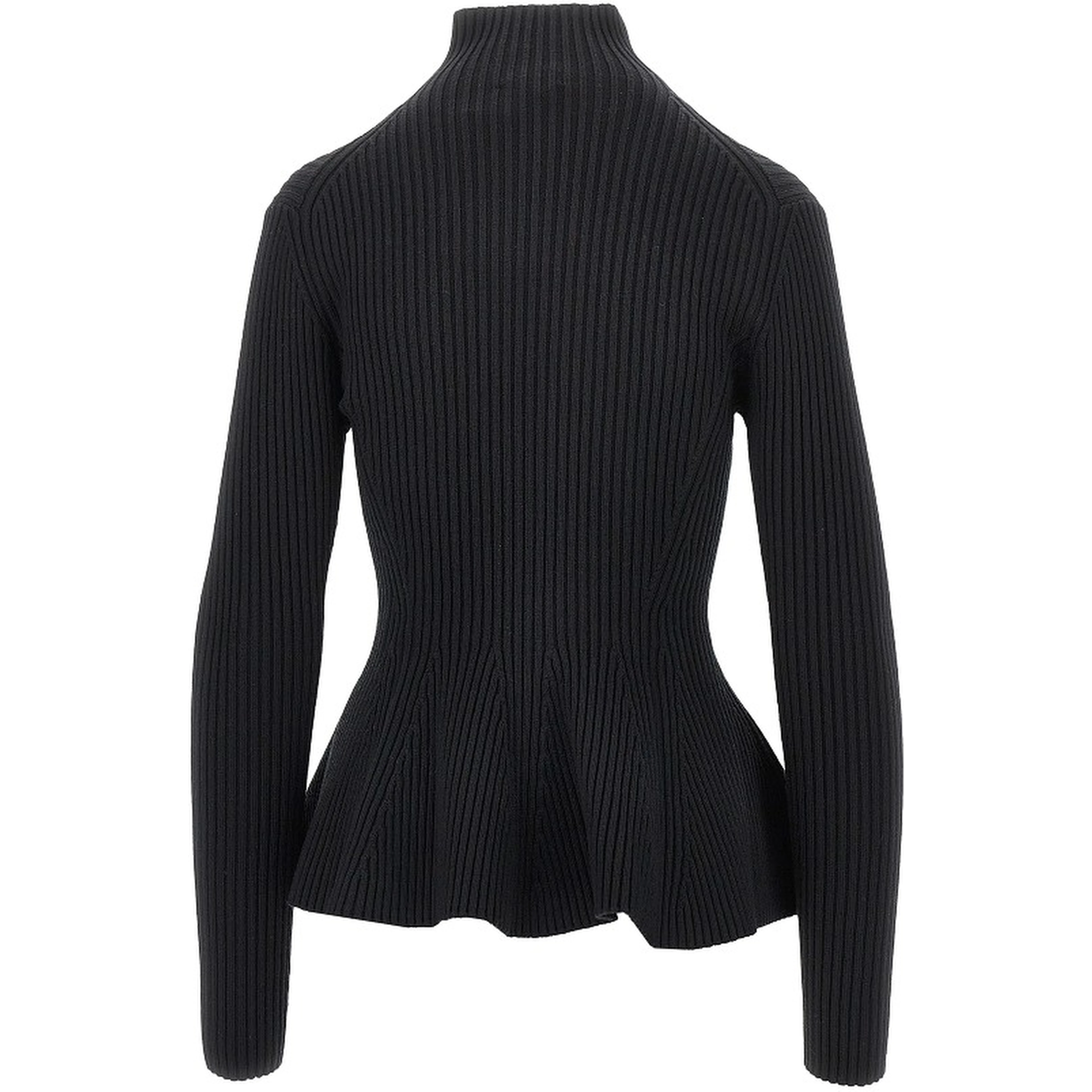 Ribbed wool Peplum cardigan