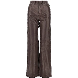 Leather straight leg pants
