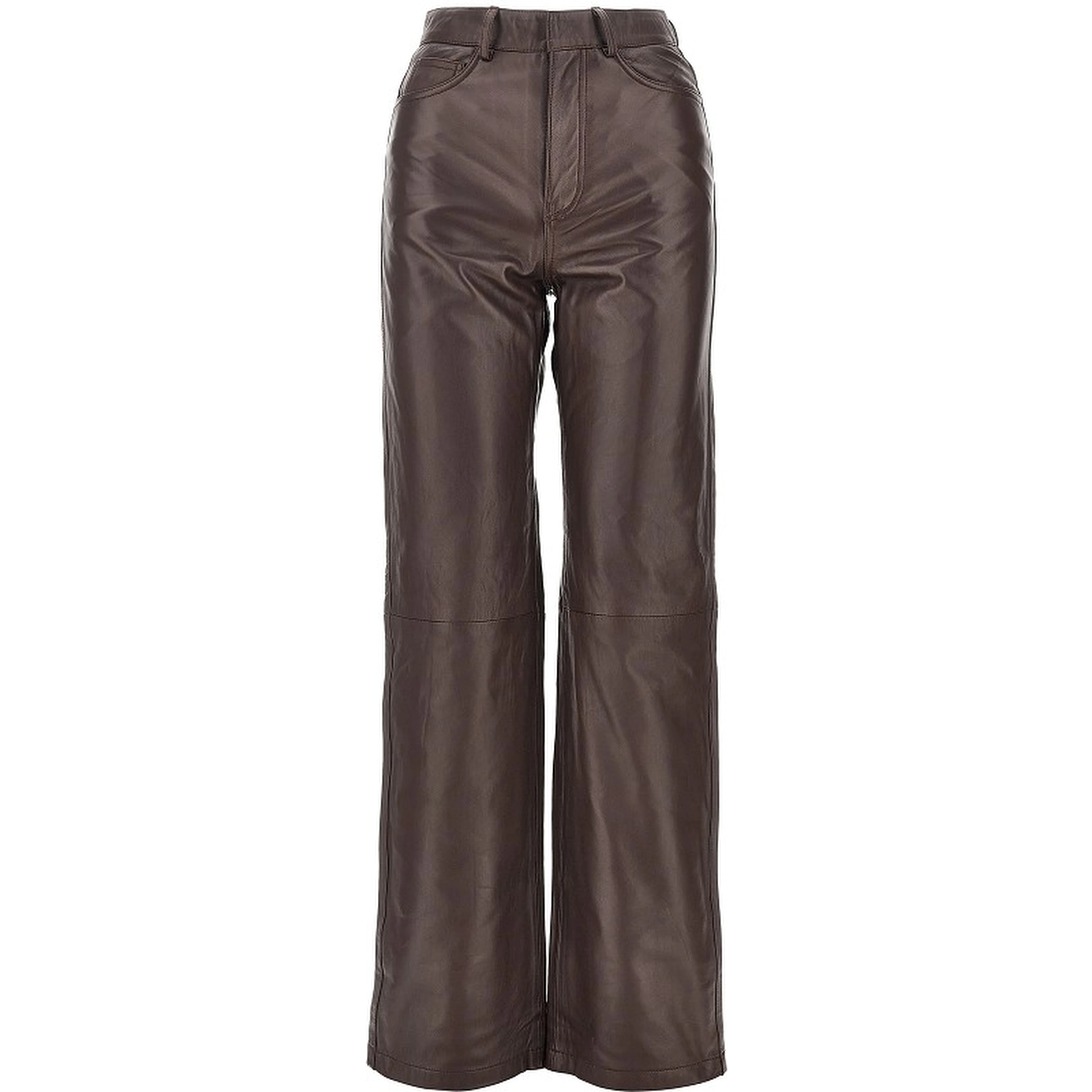 Leather straight leg pants