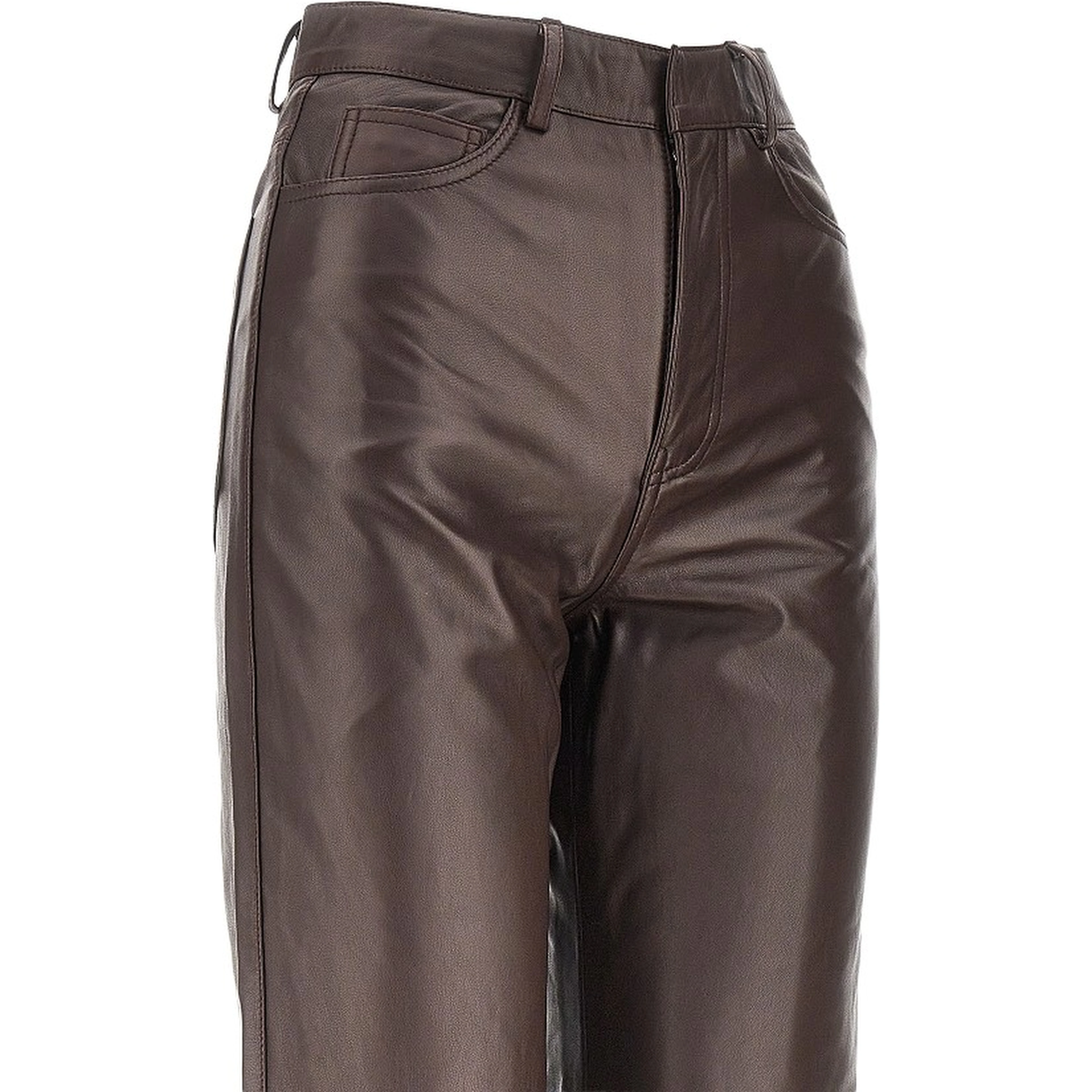 Leather straight leg pants