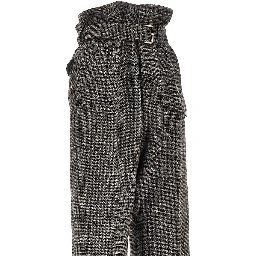 Check wool pants with belt