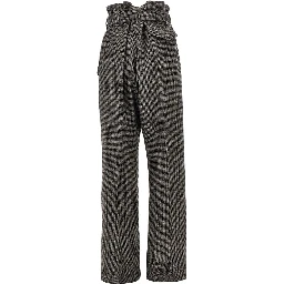Check wool pants with belt