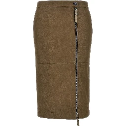 Faux nubuck leather pencil skirt