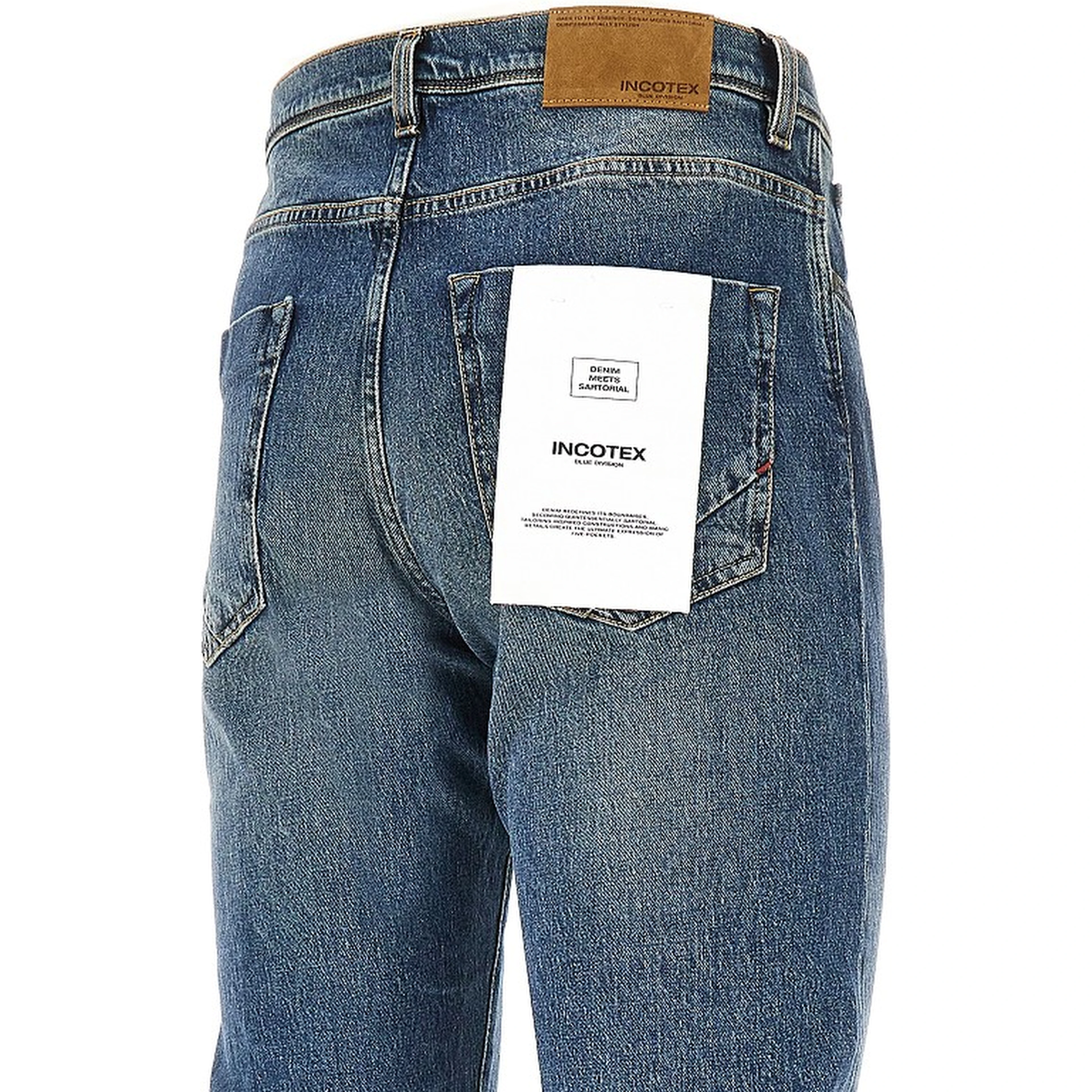 Stretch denim tapered fit jeans