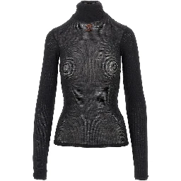 Ribbed wool turtleneck top
