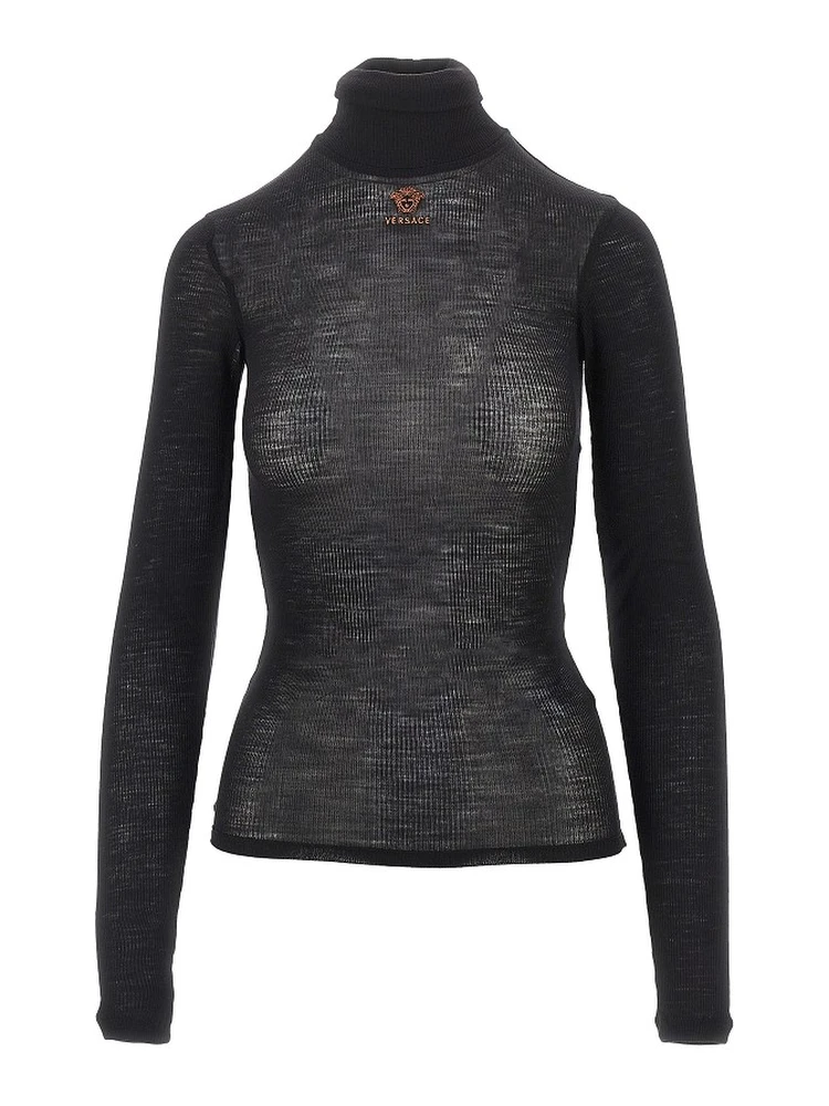Ribbed wool turtleneck top